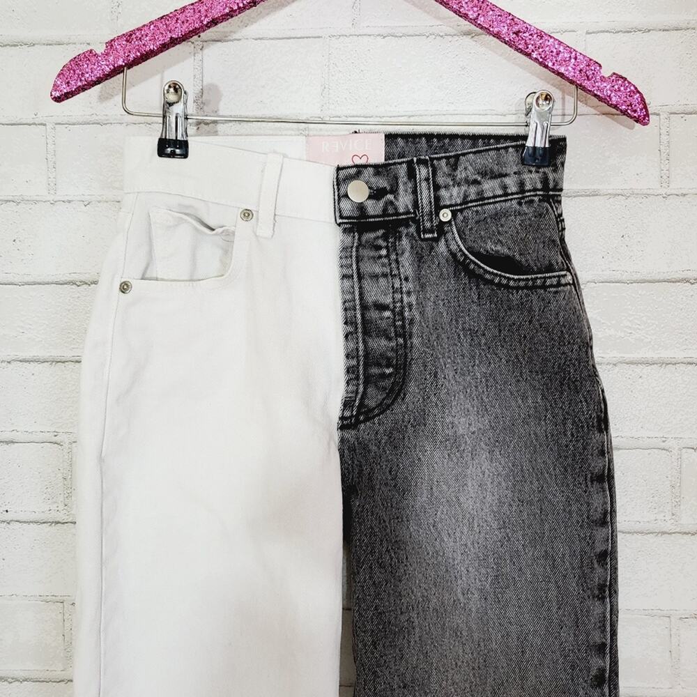 Revice Two-Tone Straight Leg Jeans Size 26 - Picture 7 of 12